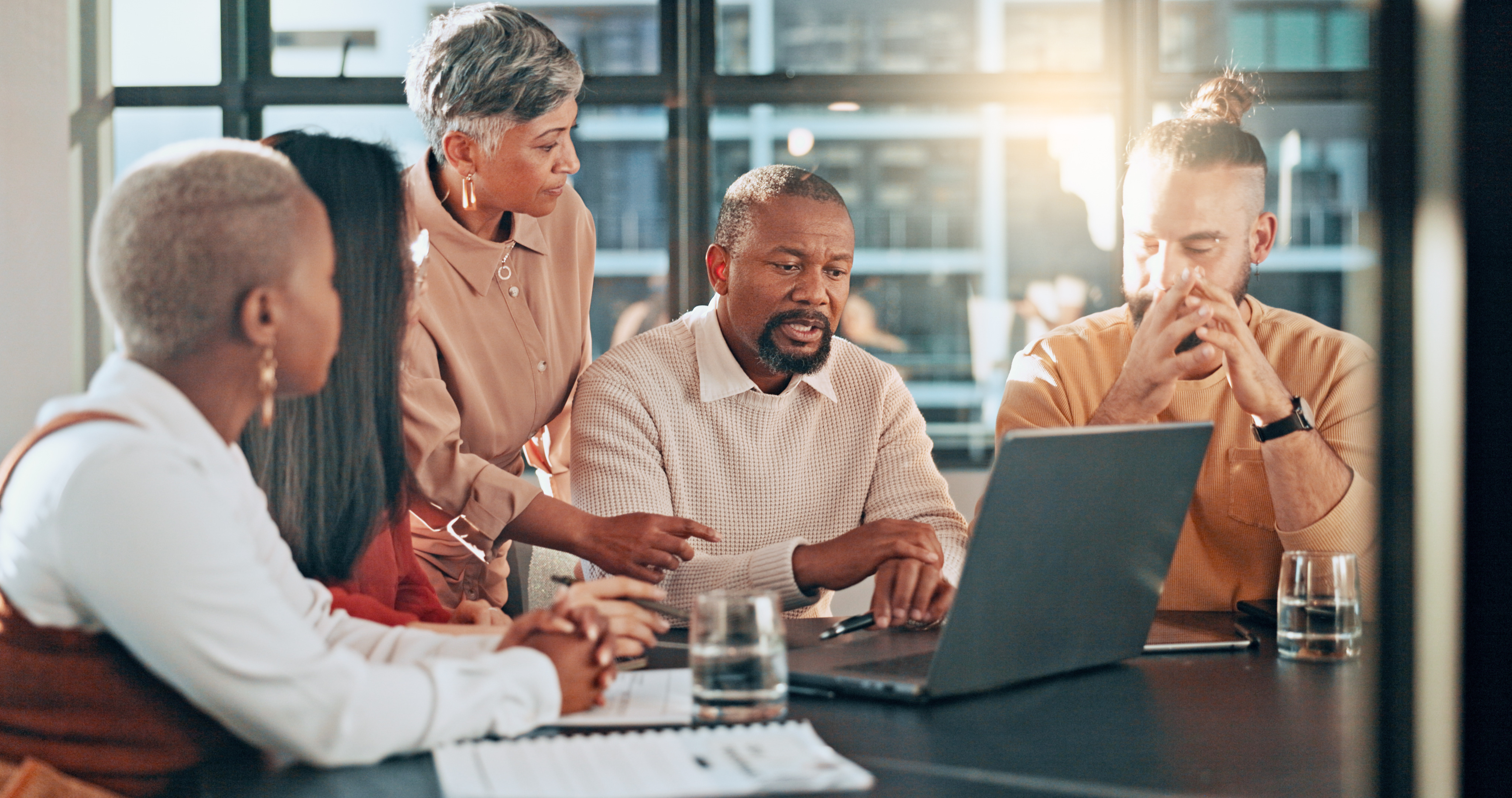 Multicultural professionals in a meeting